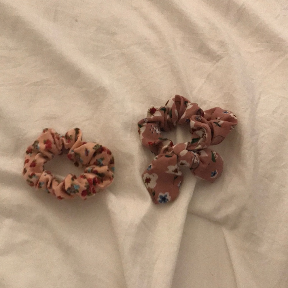 Two floral scrunchies